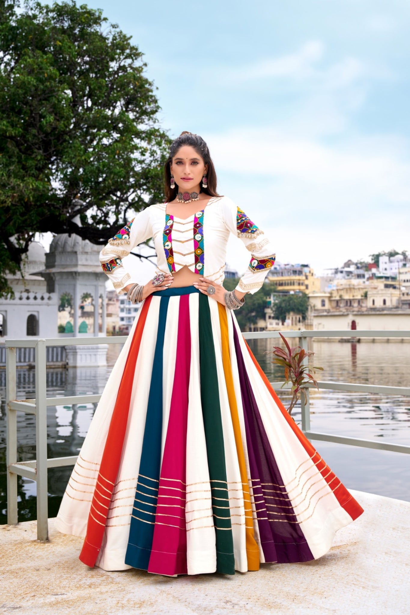 Pure Rayon Original Mirror With Gamthi Work Navratri Lehenga Choli