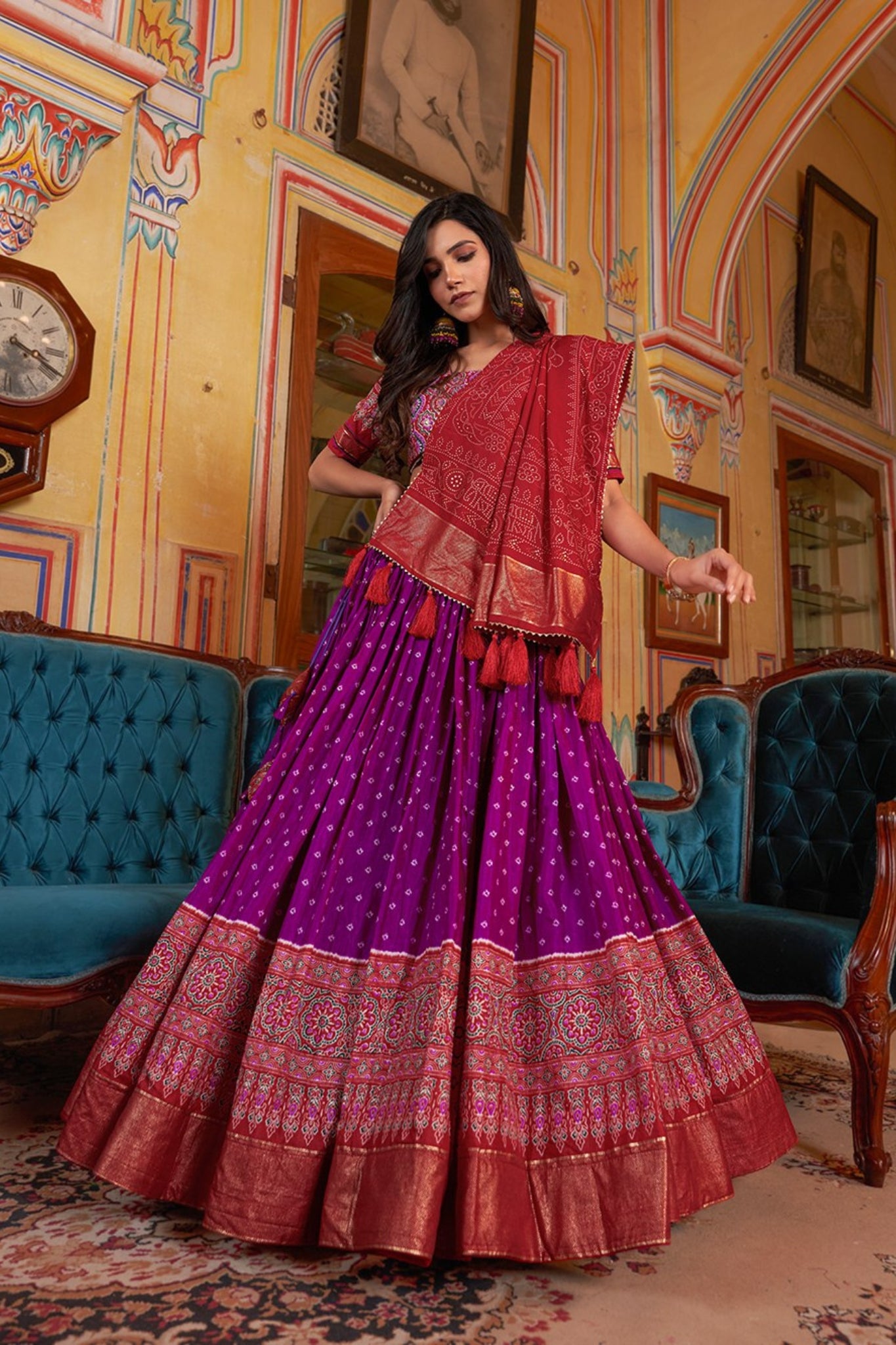 Bandhani Designer Ajarakh Printed Lehenga Choli