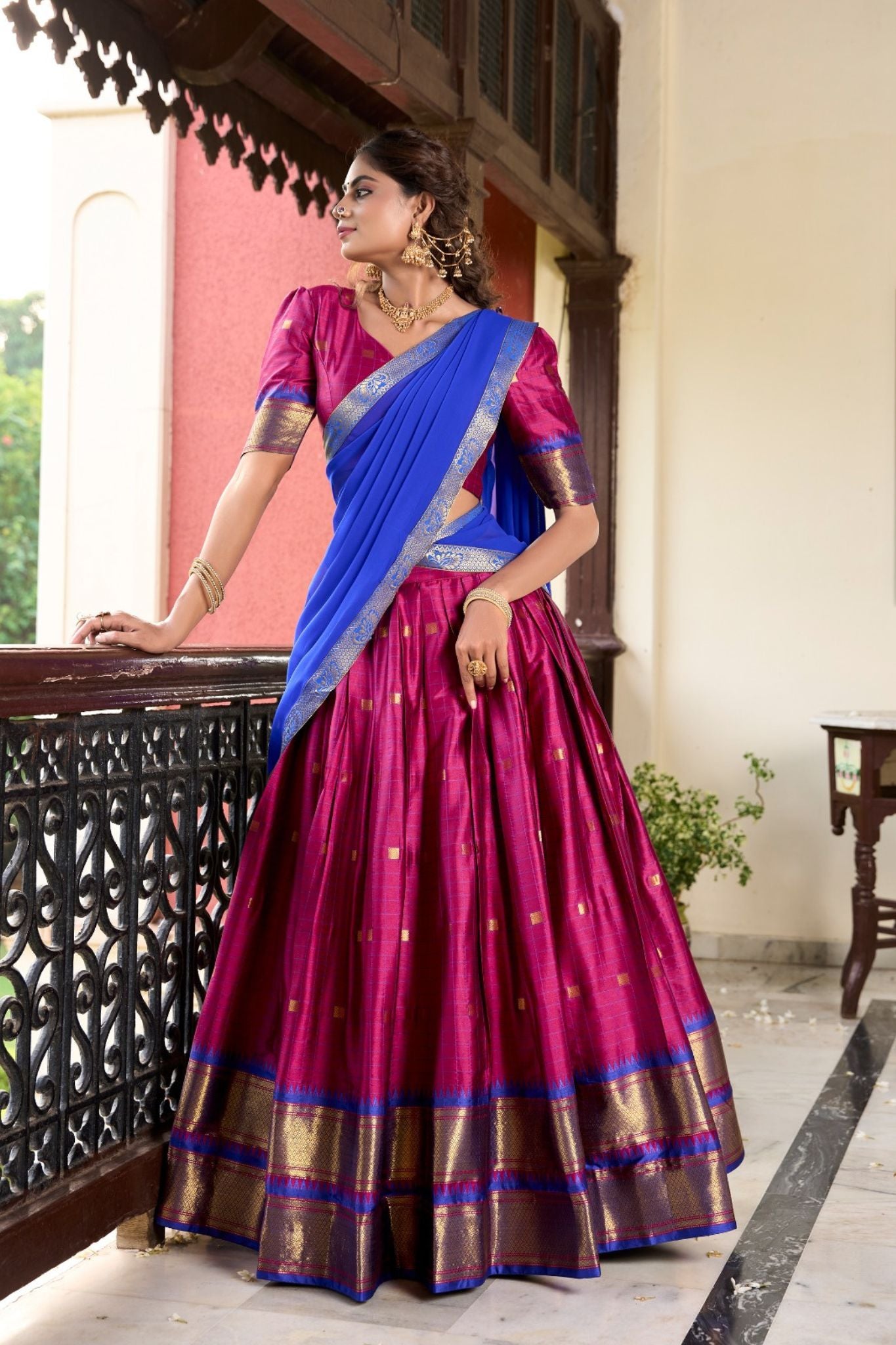 Cotton Silk Weaving Work Lehenga Choli