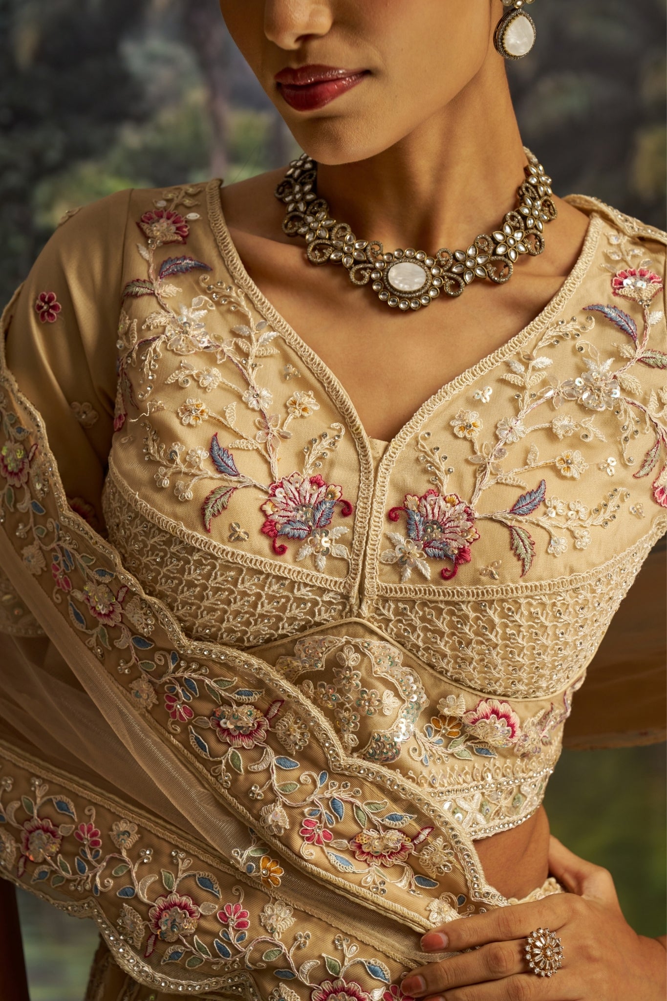 Regal Pastel Gold Heavy Embroidered Bridal Lehenga Set