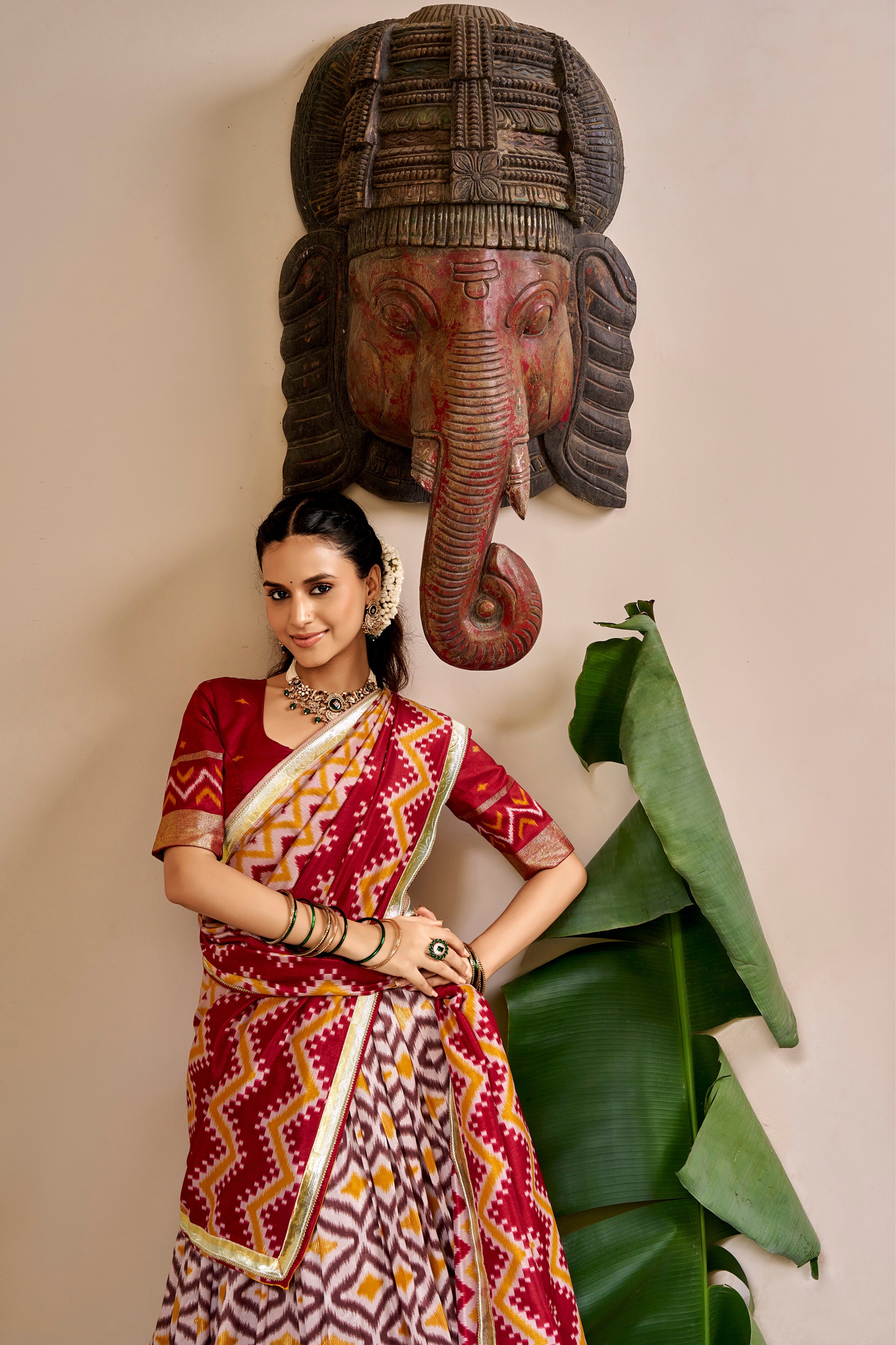 Tasar Silk Ikat Print Designer Lehenga Choli
