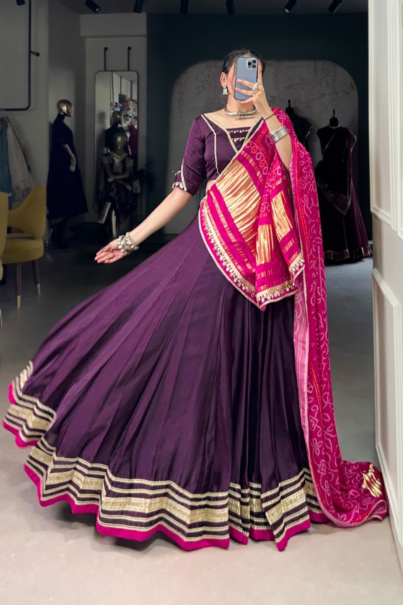 Silk Georgette Traditional Designer Lehenga Choli With Stunning Gaji Silk Dupatta Set