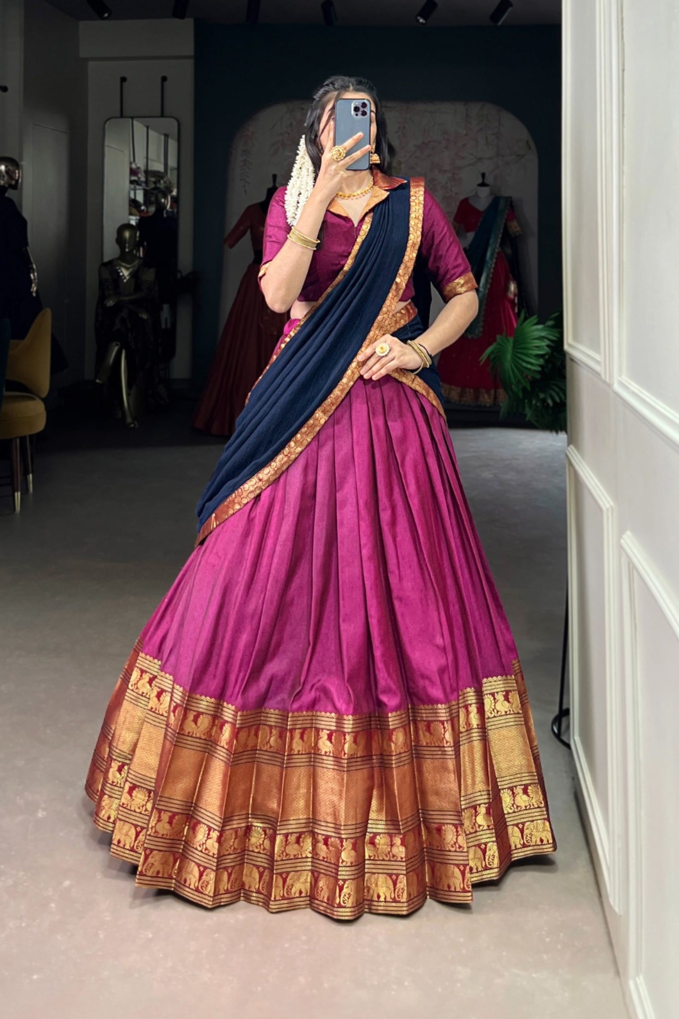 Beautiful Narayan Pet Cotton Zari Weaving Work Lehenga Choli