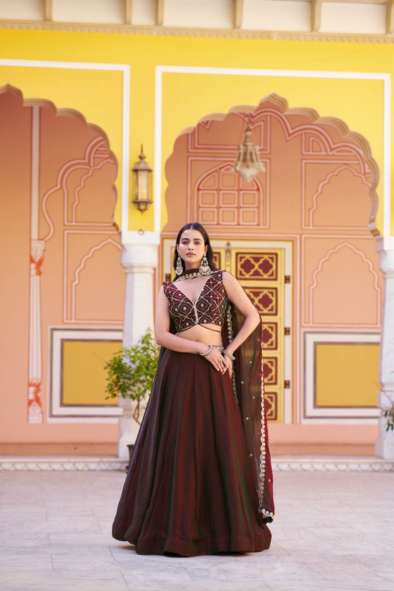 Premium Fendi Silk Lehenga Choli with Sequins & Thread Embroidery Work | Designer Festive & Wedding Wear for Women