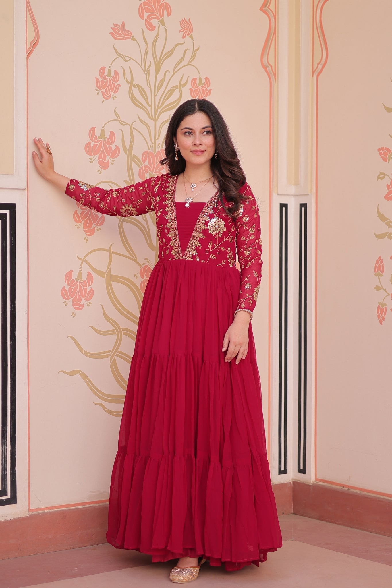 Sequins Zari Embroidered Work Wedding Designer Gown
