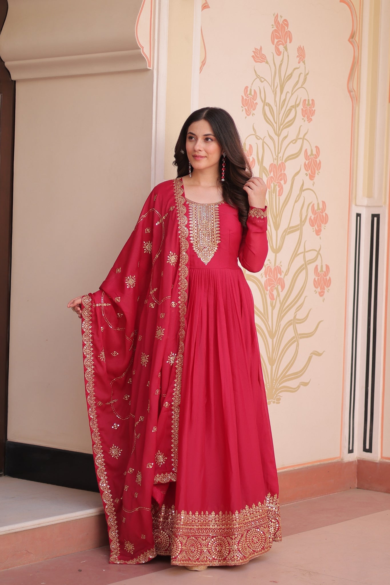 Designer Gown With Zari Sequins Elegance