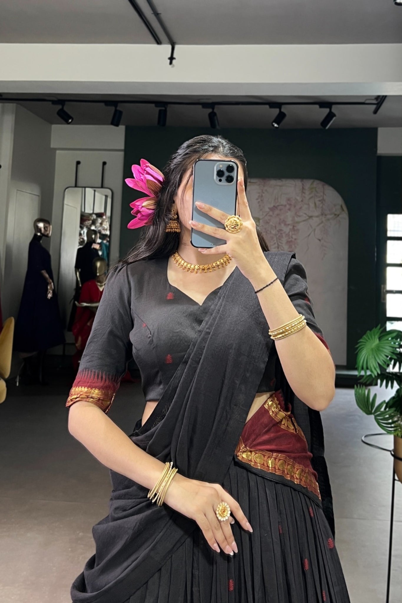 Pure Chanderi Zari Weaving Work South Indian Lehenga Choli