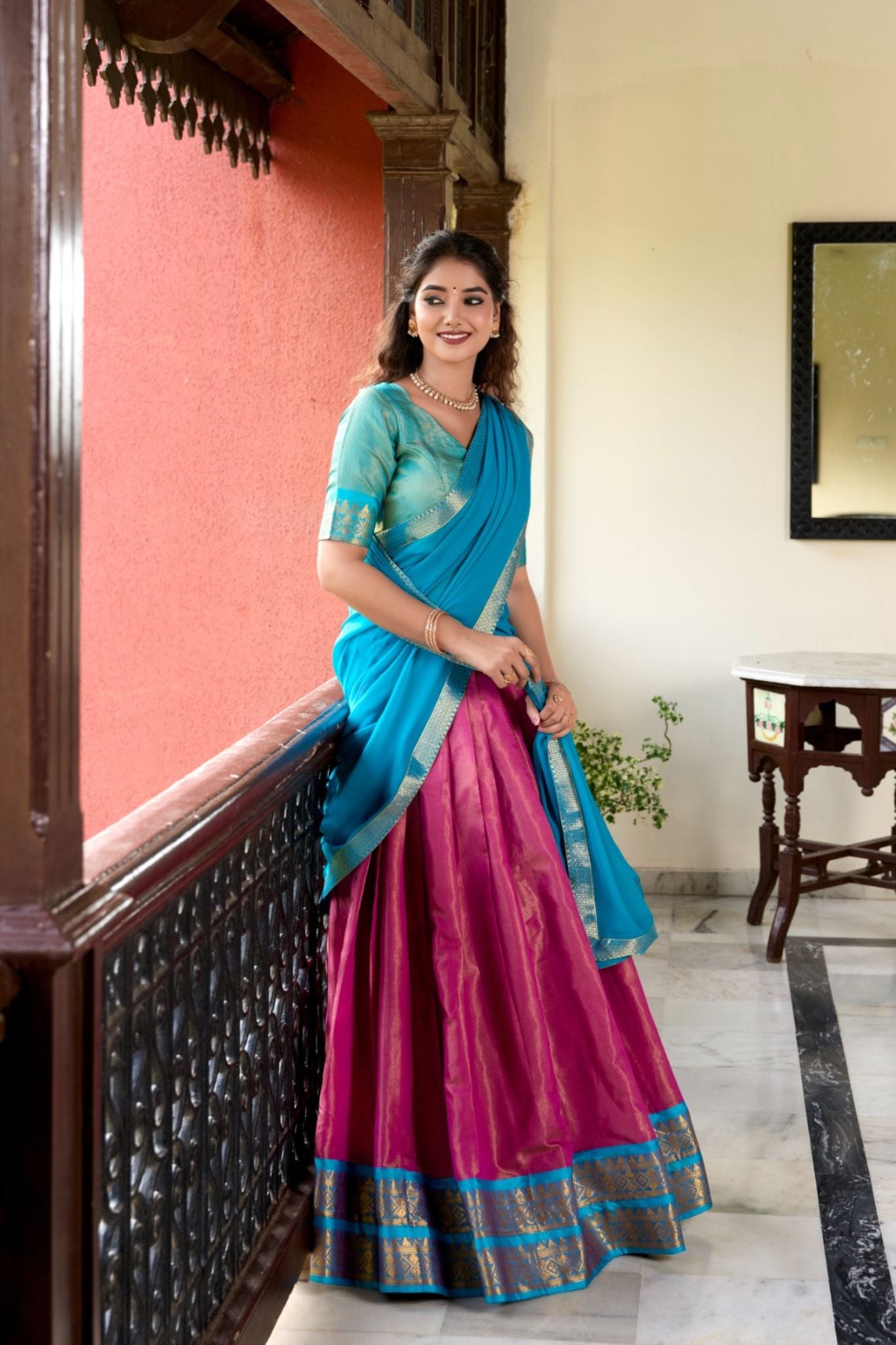 Kanchipuram Zari Weaving Work Lehenga Choli