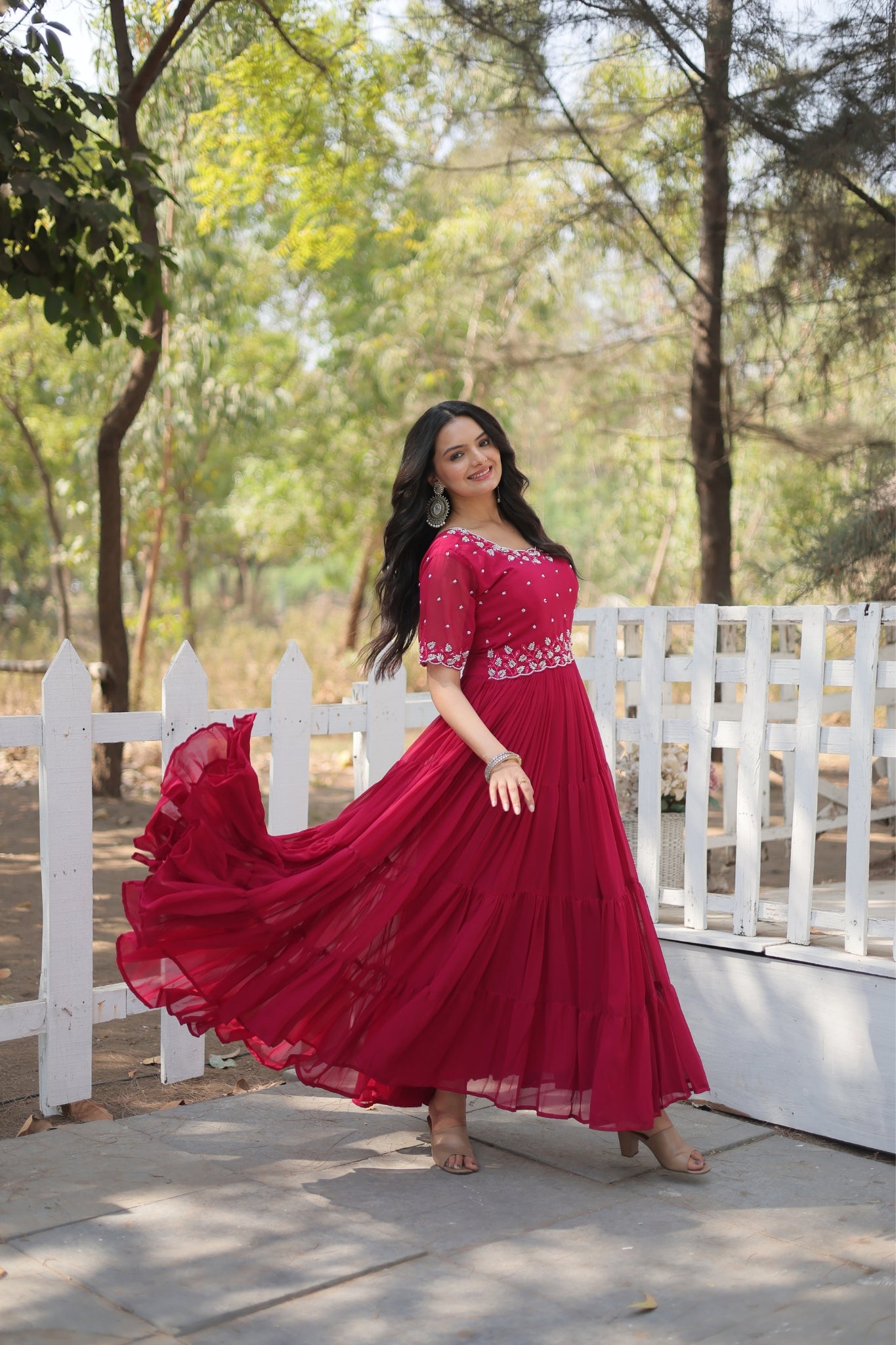 Stunning Beads Embroidery Work Beautiful Gown