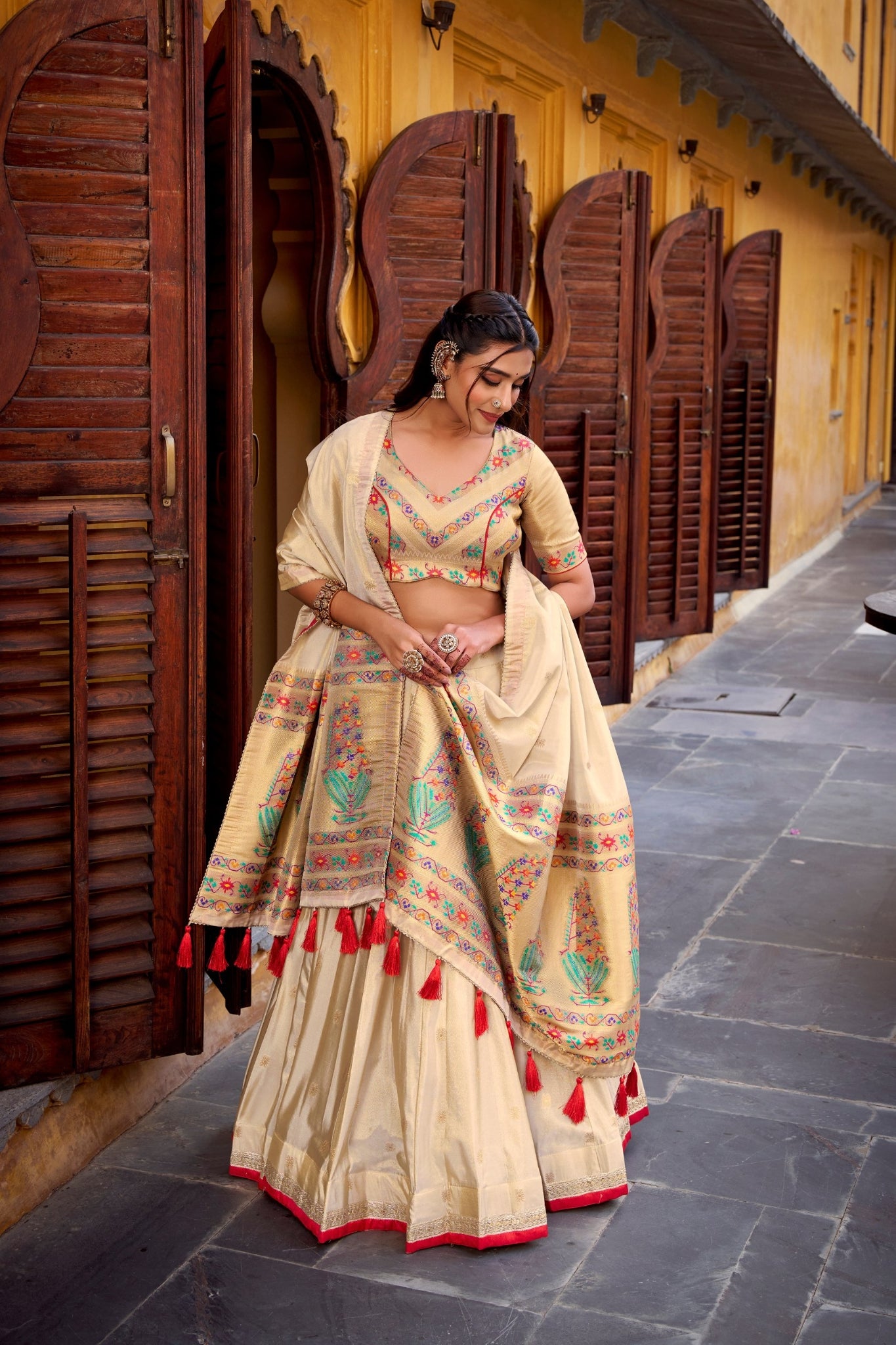 Designer Paithani Zari Weaving Shimmer Lehenga Choli With Dupatta