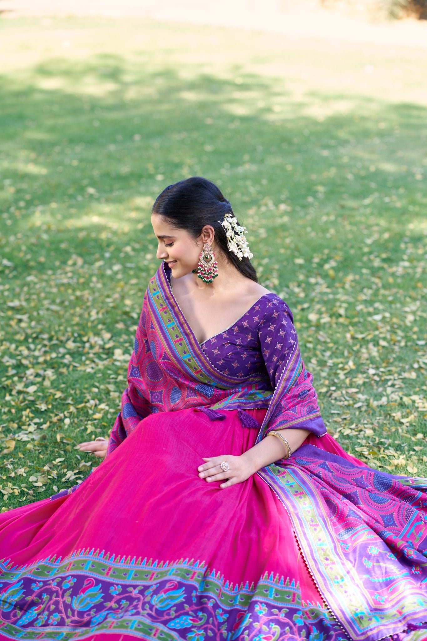 Premium Printed Festive Tasar Silk Lehenga Choli Set For Women