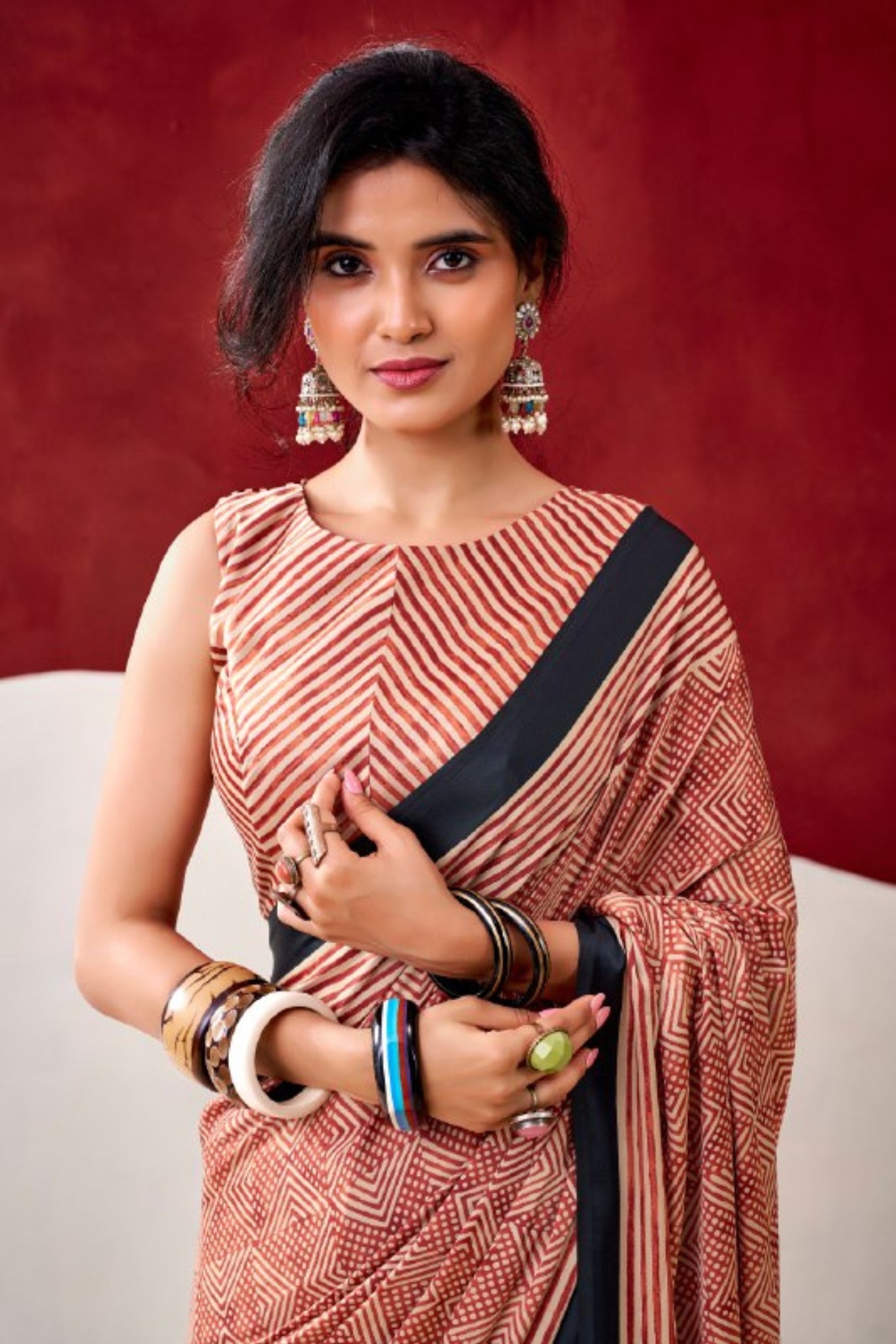 Soft Dull Silk Printed Saree With Elegant Border