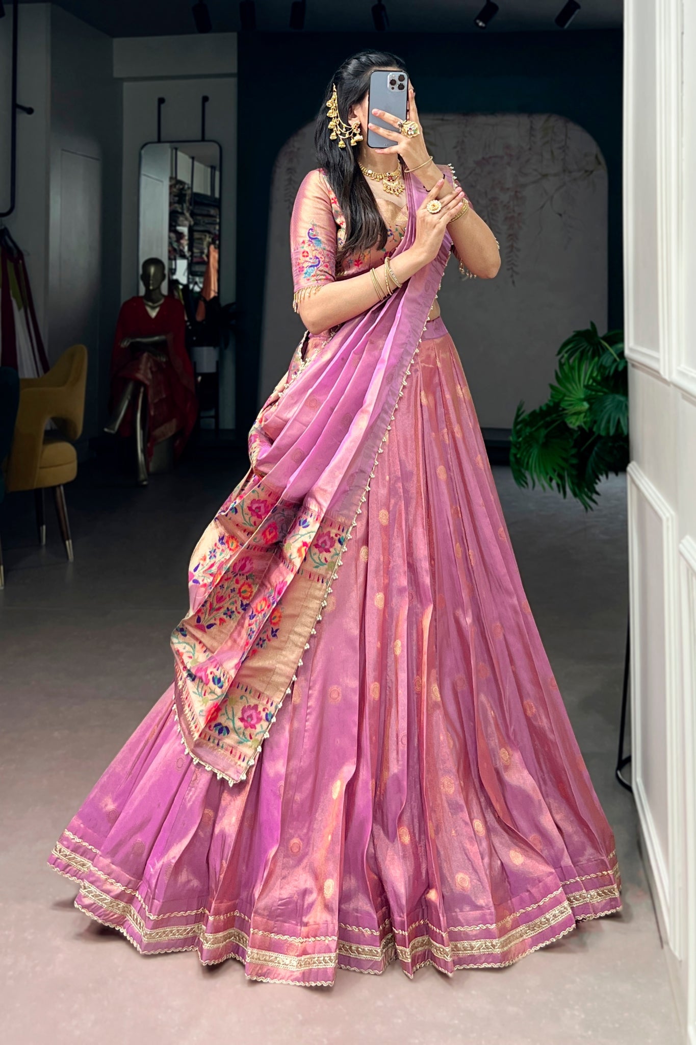 Premium Traditional Zari Weaving Wedding And Festive Wear Paithani Designer Lehenga Choli For Women