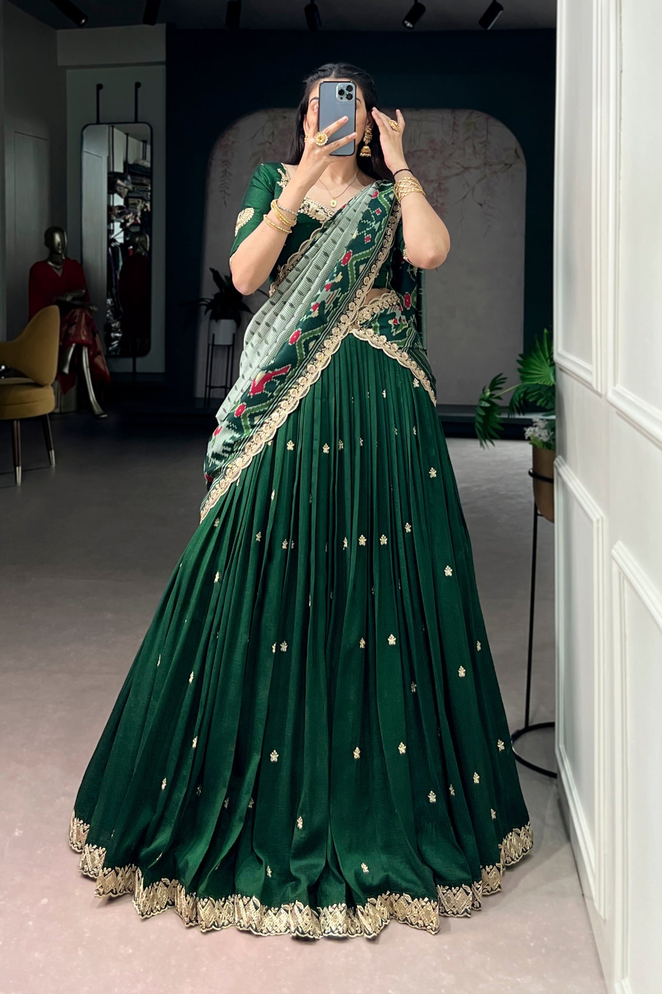 Premium Vichitra Silk Lehenga Choli For Women With Dupatta