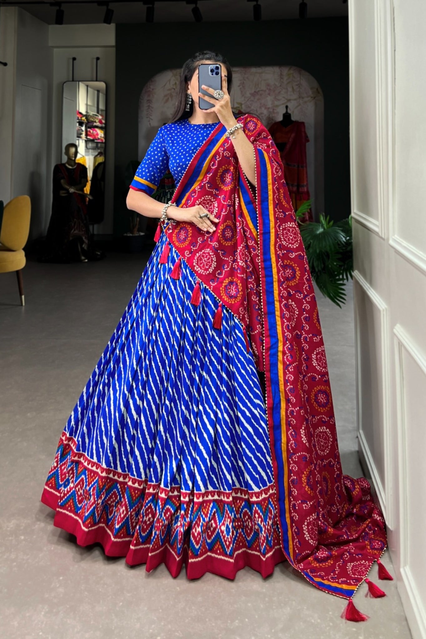 Gorgeous Patola Leheriyu Print Lehenga Choli