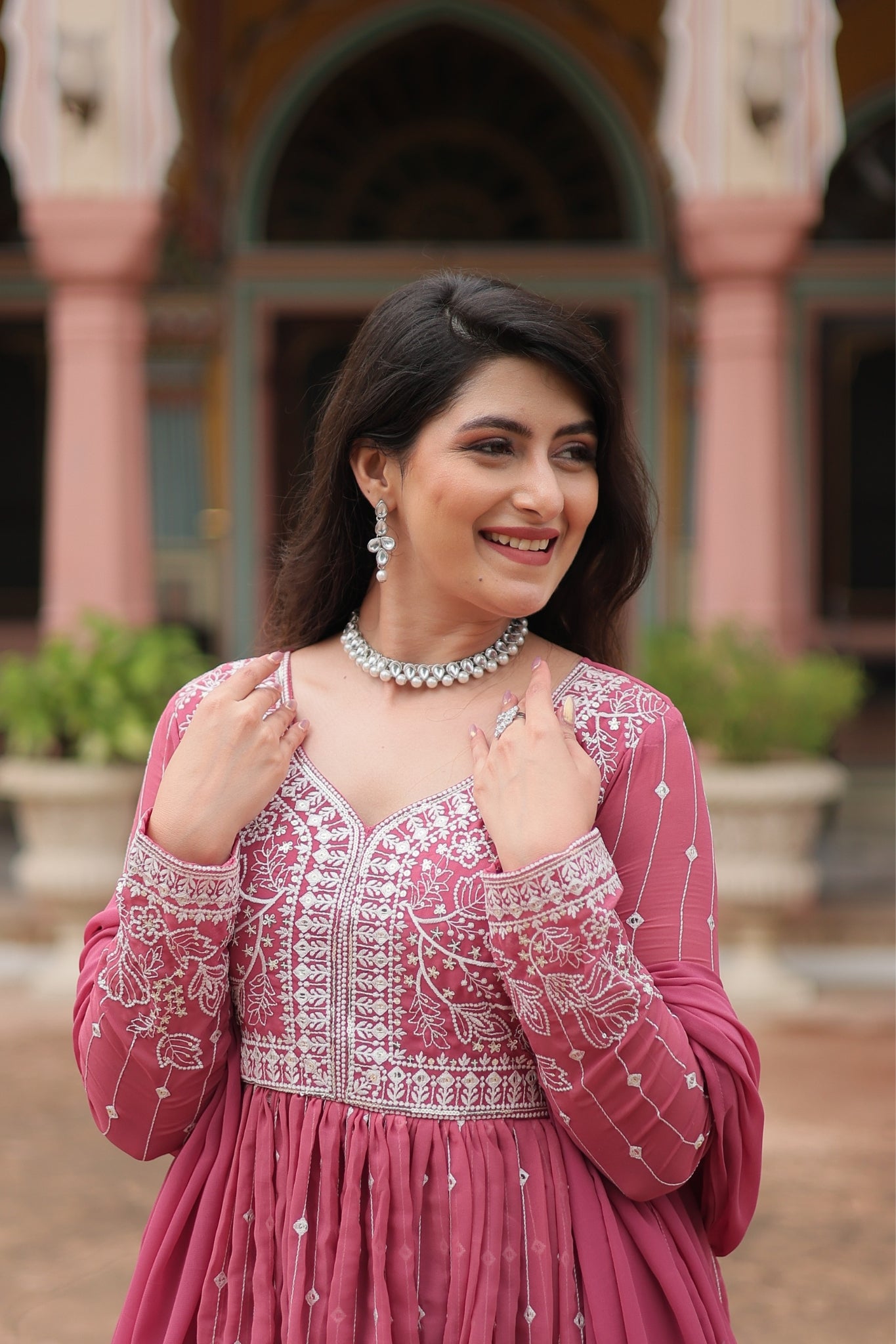 Faux Georgette Sequins With Thread Embroidered Kurti Sharara Dupatta Set For Women