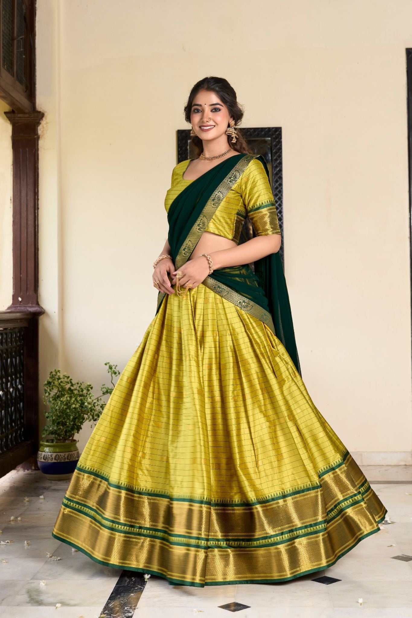 Cotton Silk Weaving Work Lehenga Choli